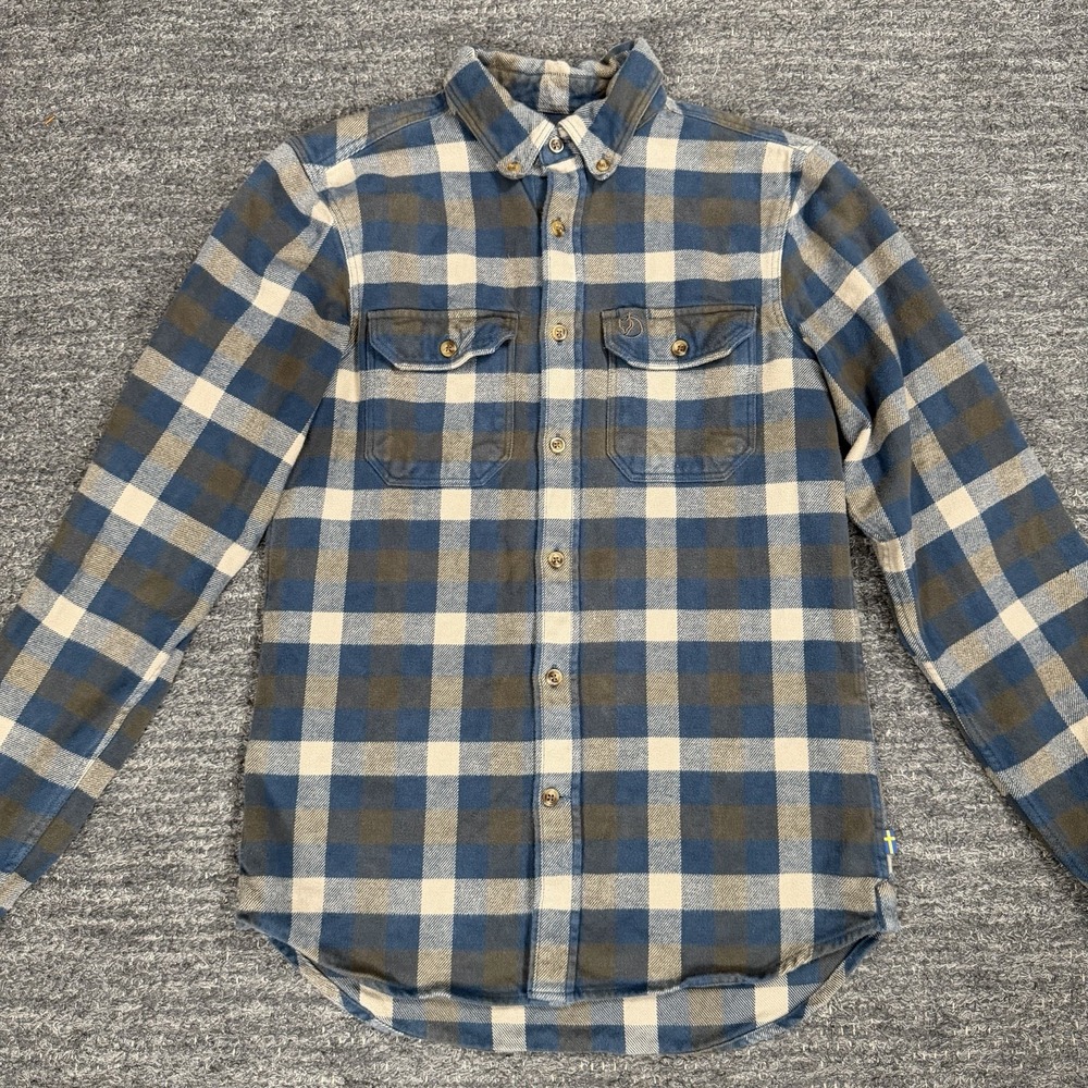 Fjallraven Skog Flannel Shirt Men XS Slim Fit Outdoor Cotton Logo Outdoor Fall